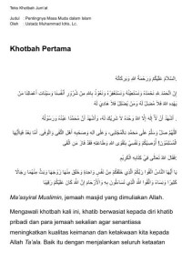 E- Pentingnya Masa Muda dalam Islam : Materi Kutbah SIngkat